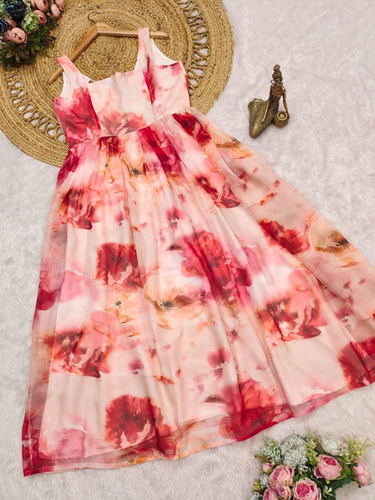 Floral Organza Sleeveless Dress