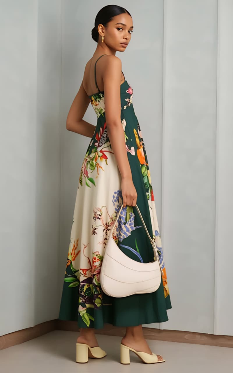 Elegant Floral Print Maxi Dress for Women – Summer Beach & Party Wear