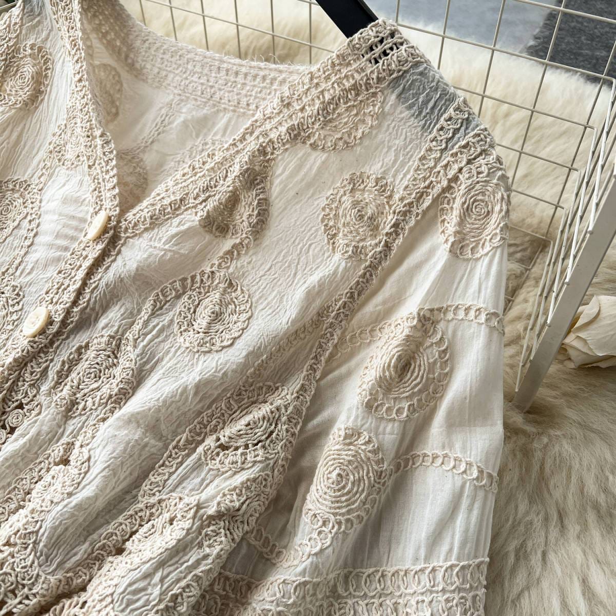 Elegant White Crochet Lace Co-ord Set
