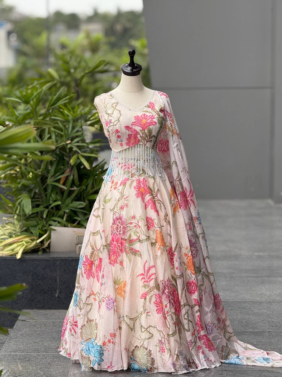 Exclusive Floral Corset Lehenga in Pure Jimmy Organza