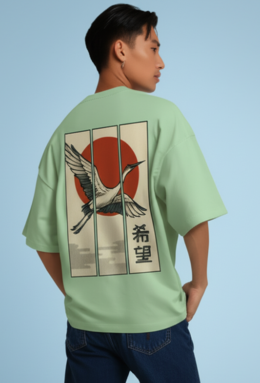 Sunrise Crane Terry Oversized Tee